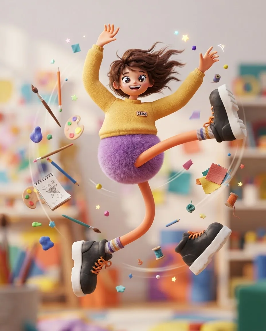 3D-персонаж в стиле сток — пример результата промта для Картинки