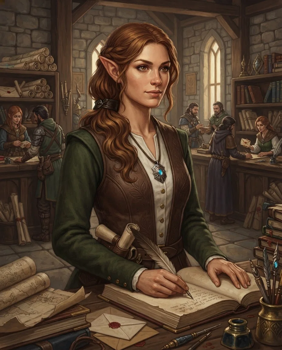 Аниме-секретарь в стиле фэнтези