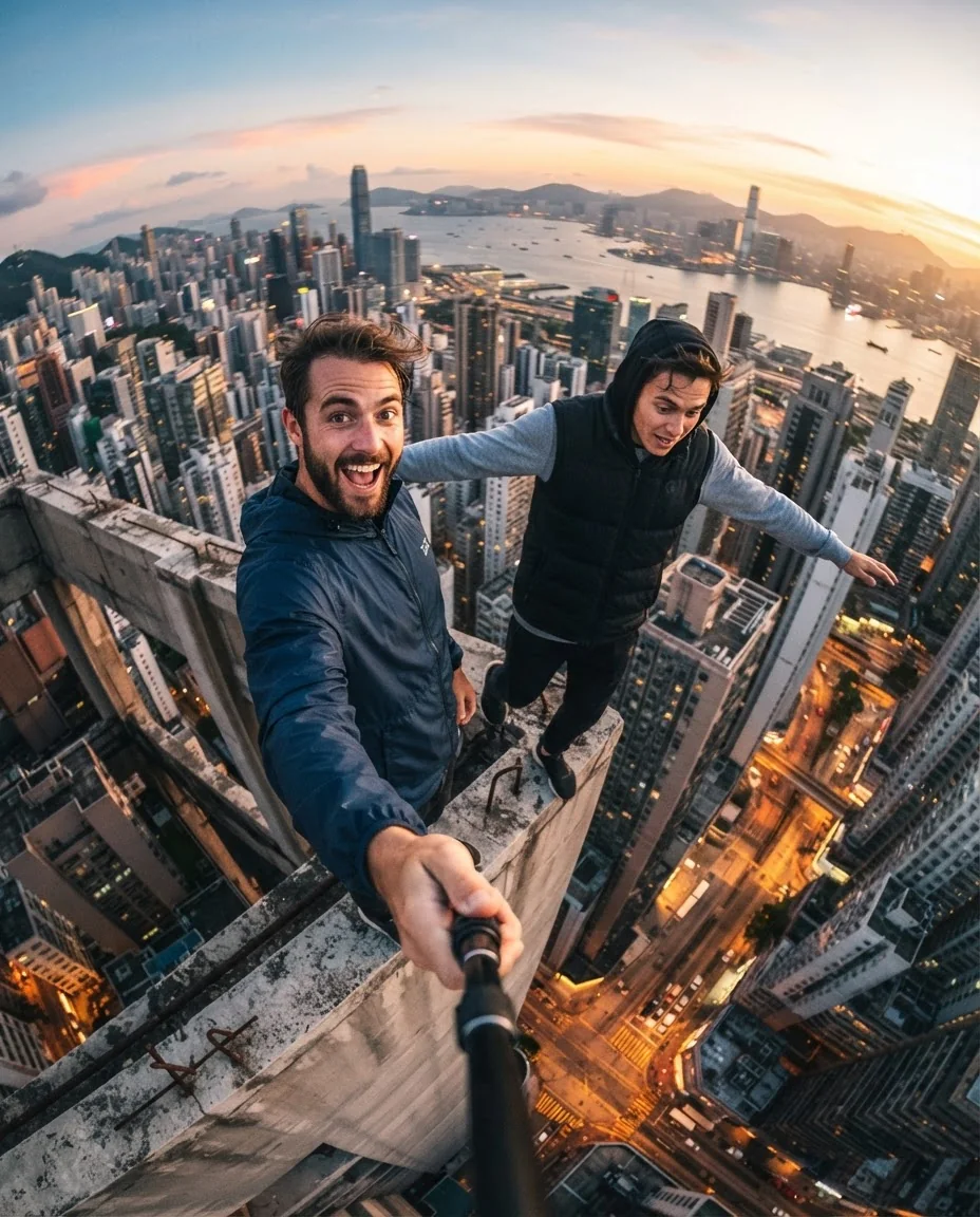 Арт: Экстрим-селфи (GoPro) — пример результата промта для Картинки
