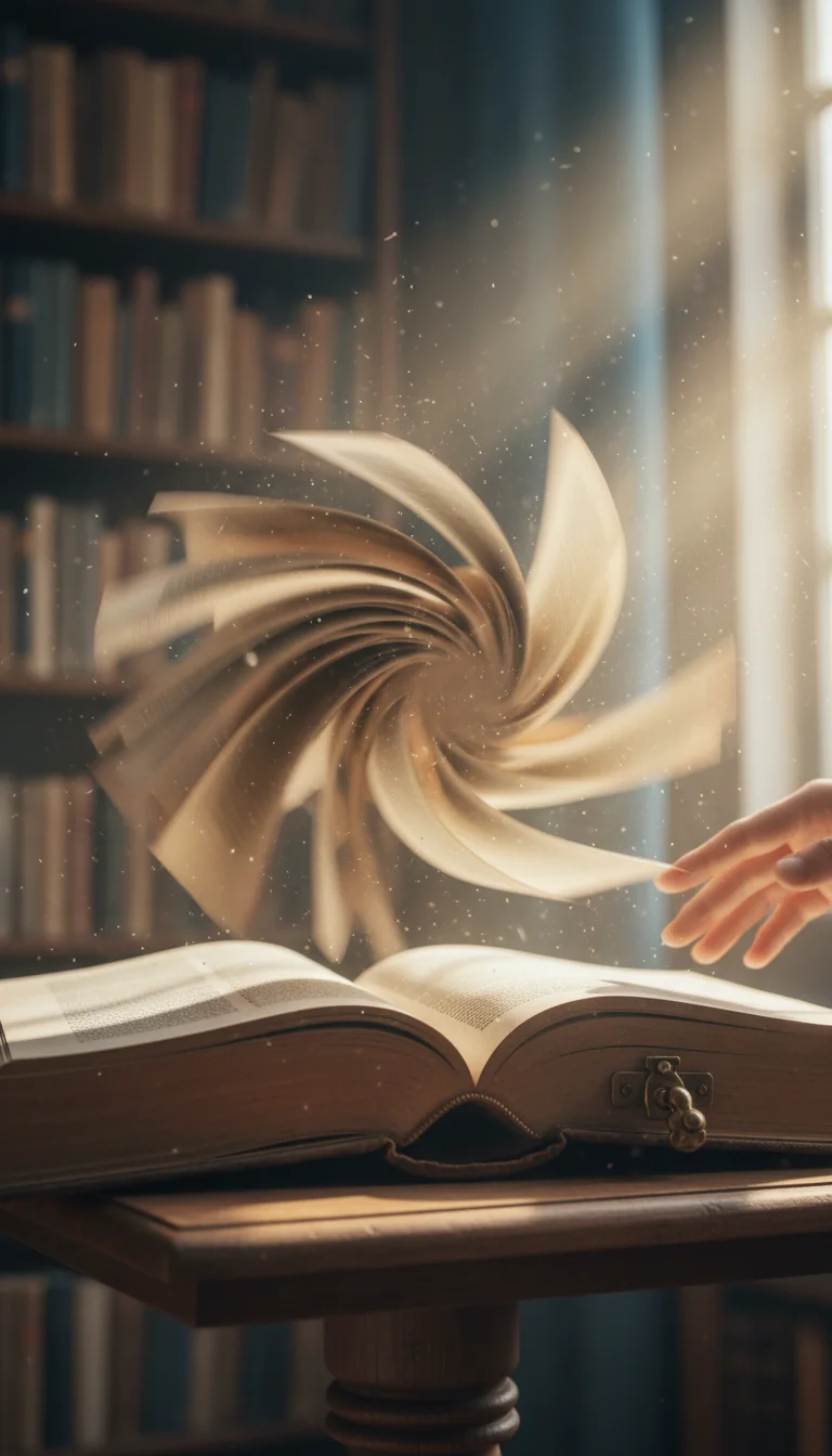 Перелистывание страниц книги — пример результата промта для Runway