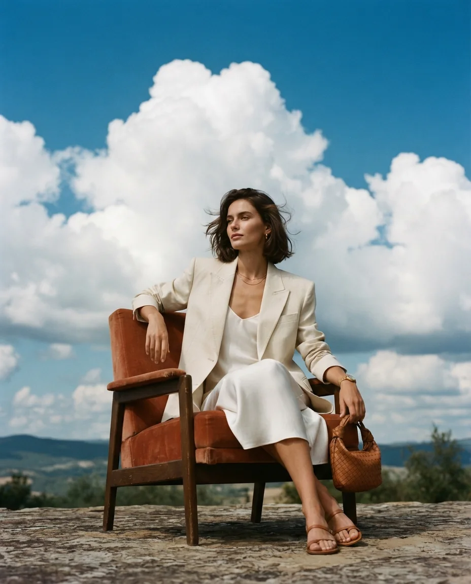 Fashion-фото на ретро-авто — пример результата промта для Картинки