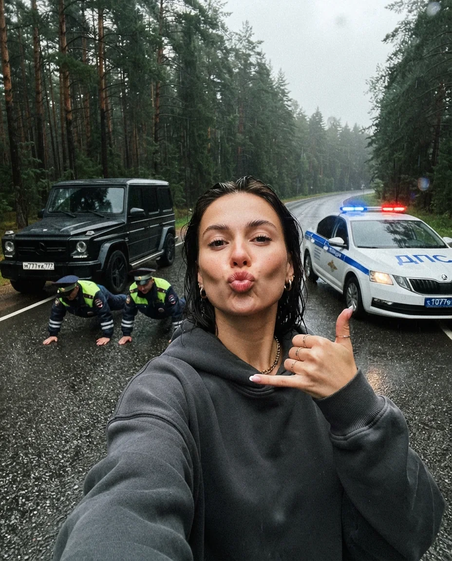 Фото в тренде: побег от ДПС — пример результата промта для Картинки