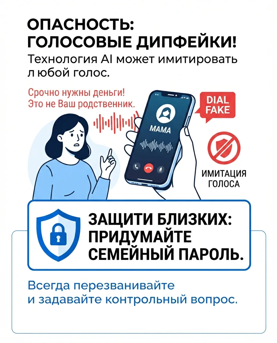 Гайд: как защититься от ИИ-мошенников — пример результата промта для Картинки