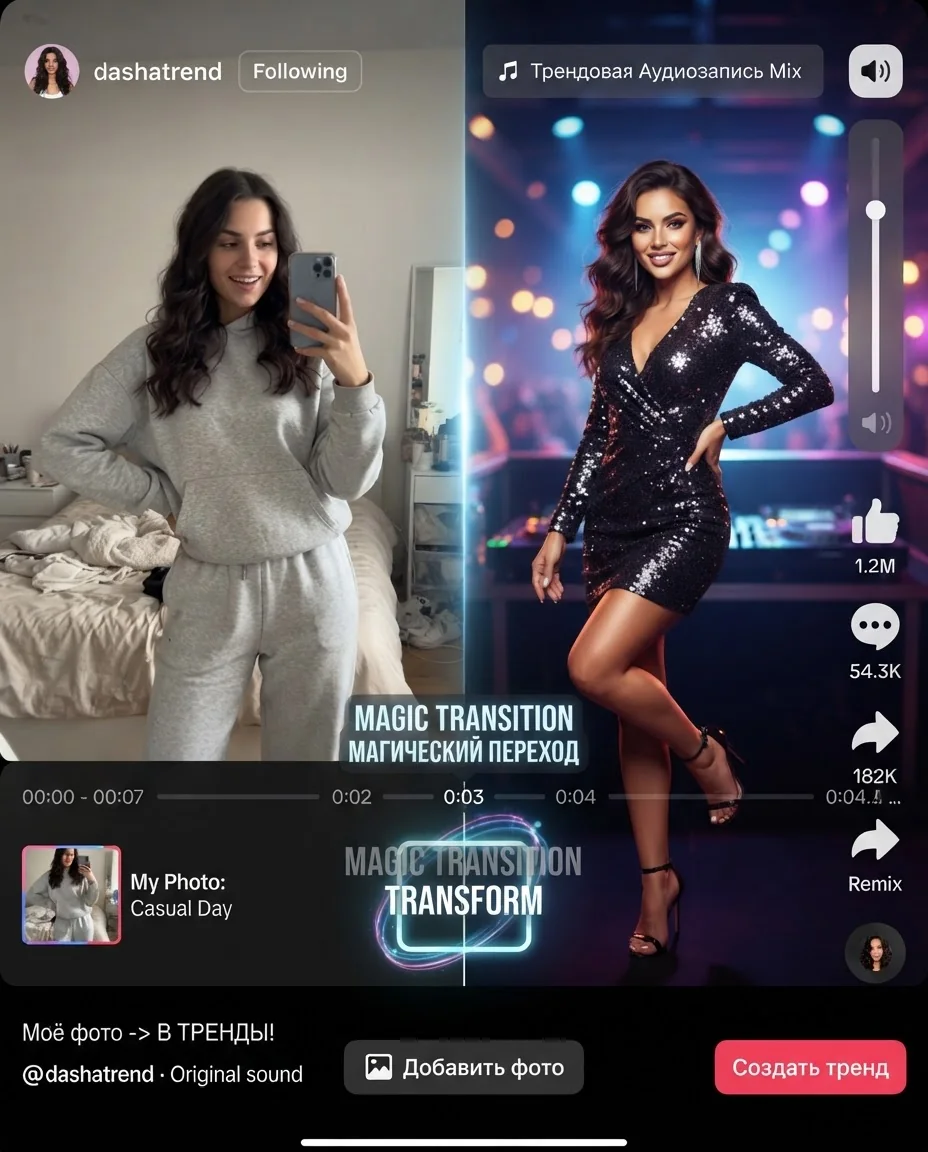 Генерация трендовых AI-видео — пример результата промта для Картинки
