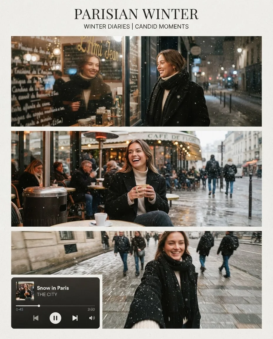 Коллаж-постер в зимнем стиле — пример результата промта для GPT Image