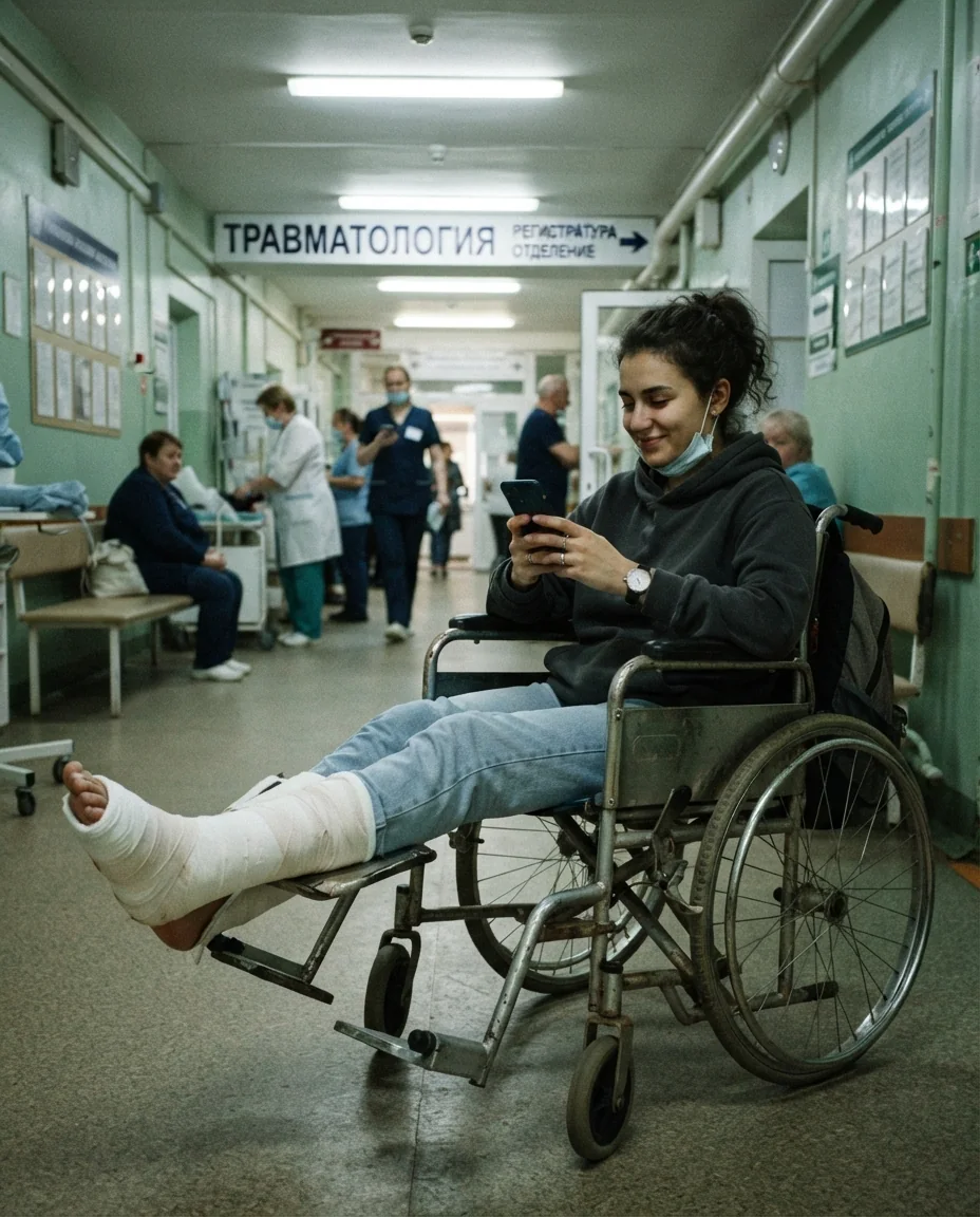 Сломанная нога: пранк — пример результата промта для Картинки