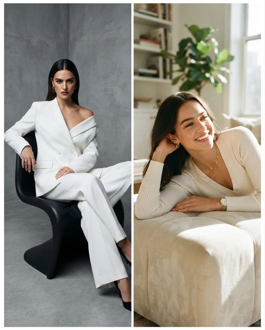 Студийная элегантность (Vogue & Quiet Luxury) — пример результата промта для Картинки
