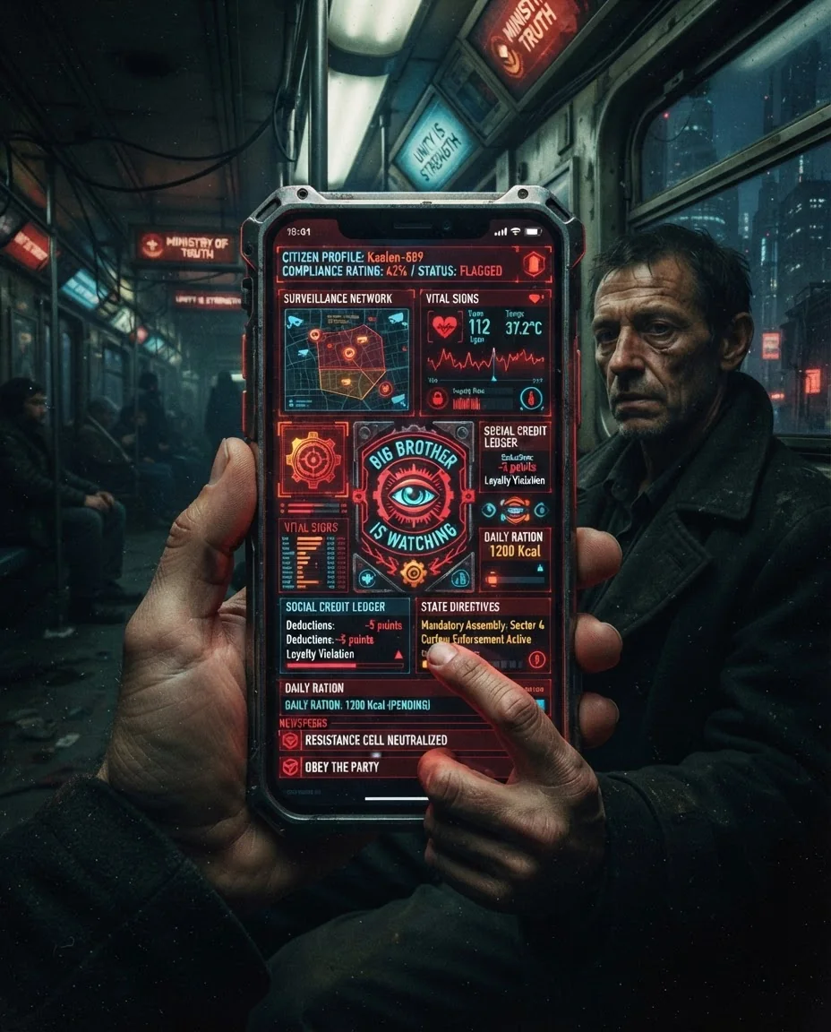 Сюрреалистичный интерфейс смартфона — пример результата промта для Картинки